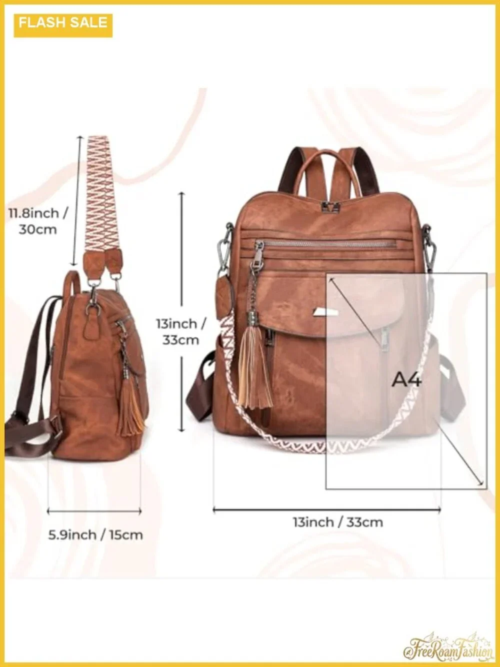 PU Leather Convertible Backpack Purse for Women with Laptop Compartment
